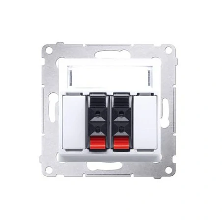 Gniazda-glosnikowe - białe gniazdo głośnikowe 2-krotne z polem opisowym dgl32.01/11 simon 54 kontakt-simon 