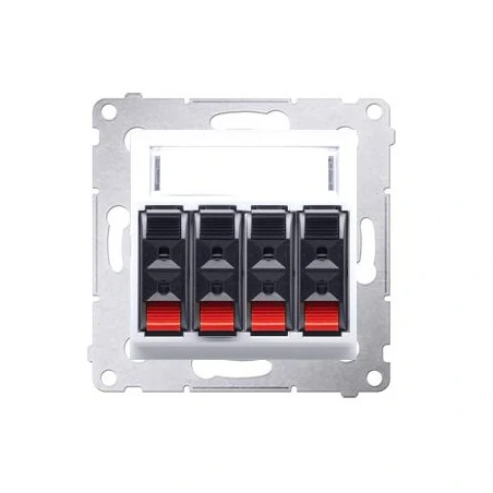 Gniazda-glosnikowe - białe gniazdo głośnikowe 4-krotne z polem opisowym dgl34.01/11 simon 54 kontakt-simon 