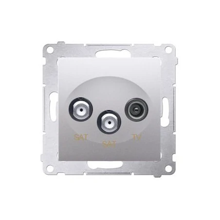 Gniazda-antenowe - gniazdo antenowe sat-sat-rtv satelitarne podwójne srebrny mat dask2.01/43 simon 54 kontakt-simon 