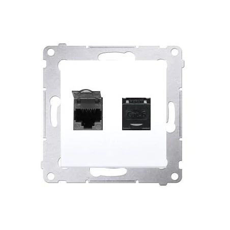 Gniazda-komputerowe - białe gniazdo komputerowe podwójne rj45 kategoria 6 z przesłoną przeciwkurzową d62.01/11 simon 54 kontakt-simon 
