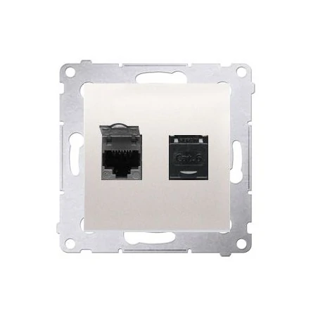 Gniazda-komputerowe - gniazdo komputerowe podwójne rj45 kategoria 6 z przesłoną przeciwkurzową kremowy d62.01/41 simon 54 kontakt-simon 