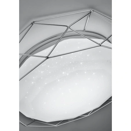Plafony - plafon chromowy emitujący gwizdnę niebo 43cm 24w led 3000k sven 98-66237 candellux 