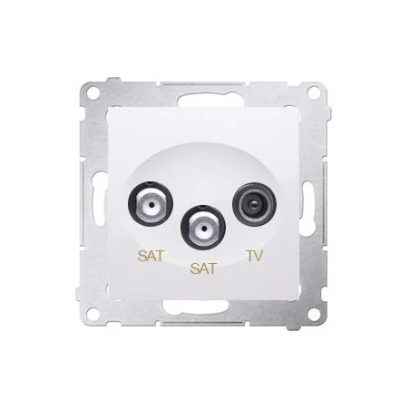 Gniazda-antenowe - białe gniazdo antenowe sat-sat-rtv satelitarne podwójne dask2.01/11 simon 54 kontakt-simon 