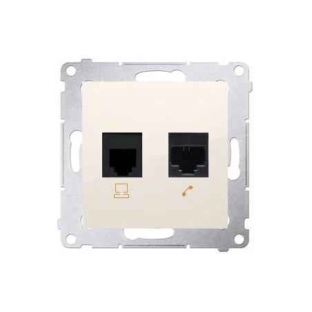 Gniazda-komputerowe - gniazdo komputerowe rj45 kategoria 5e + telefoniczne rj12 kremowy d5t.01/41 simon 54 kontakt-simon 