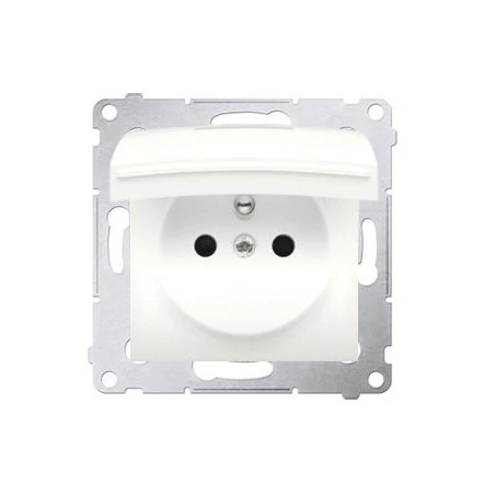 Gniazda-pojedyncze-podtynkowe - gniazdo wtyczkowe pojedyncze z klapką w kolorze pokrywy kremowy dgz1bz.01/41 simon 54 kontakt-simon 