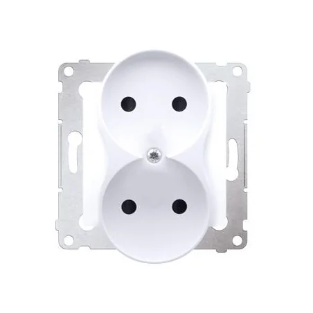 Gniazda-podwojne-podtynkowe - białe gniazdo podwójne bez uziemienia z przesłonami torów prądowych dg2mz.01/11 simon 54 kontakt-simon 