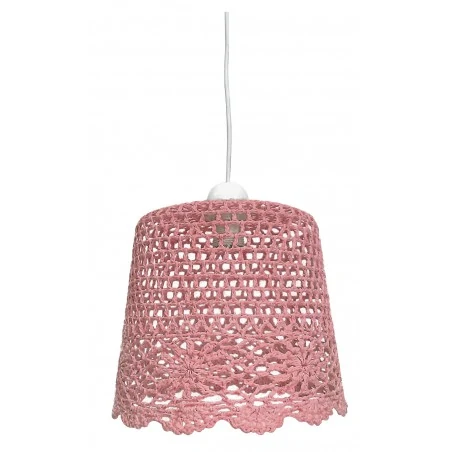 Lampy-sufitowe - różowa lampa wisząca z ręcznie wykonanym wzorem na kloszu 1x60w e27 nonna 31-38487 candellux 