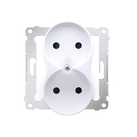 Gniazda-podwojne-podtynkowe - białe gniazdo podwójne bez uziemienia do ramek nature dg2mzn.01/11 simon 54 nature kontakt-simon 