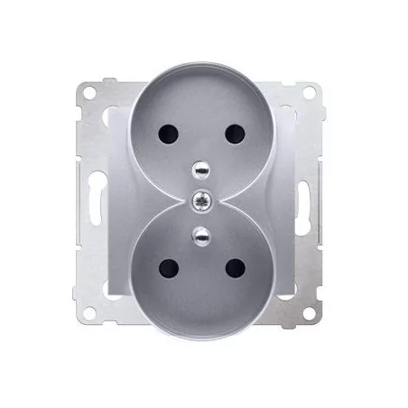 Gniazda-podwojne-podtynkowe - srebrne gniazdo podwójne z uziemieniem do ramek nature dgz2mzn.01/43 simon 54 nature kontakt-simon 