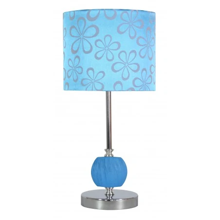 Lampki-nocne - lampka stołowa z niebieskim kloszem w kwiaty cort 41-34625 candellux 