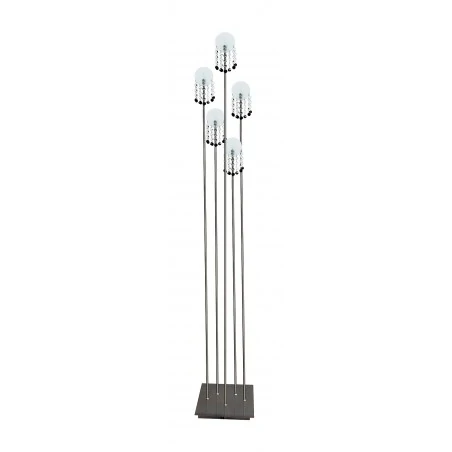 Lampy-stojace - lampa podłogowa chromowa o szklanych kloszach 5x20w g4 luxor 54-02818 candellux 