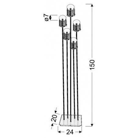 Lampy-stojace - lampa podłogowa chromowa o szklanych kloszach 5x20w g4 luxor 54-02818 candellux 