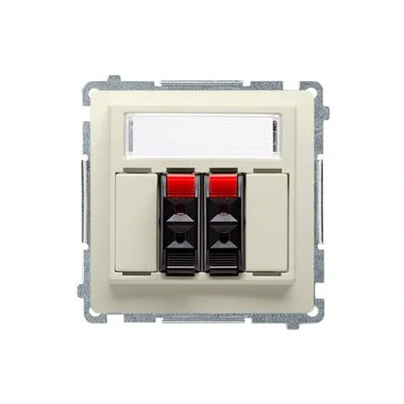 Gniazda-glosnikowe - beżowe gniazdo głośnikowe 2-krotne z polem opisowym bmgl3.01/12 simon basic kontakt-simon 