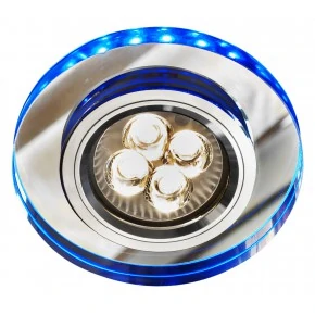 SS-23 CH/TR+BL GU10 50W+LED SMD 230V NIEBIESKI 2 1W CHROM oczko sufitowe  lampa sufitowa  STAŁA  OKRĄGŁA  SZKŁO TRANSPARENTNE