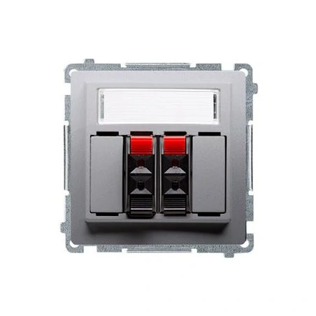 Gniazda-glosnikowe - gniazdo głośnikowe 2-krotne z polem opisowym srebrny mat bmgl3.01/43 simon basic kontakt-simon 