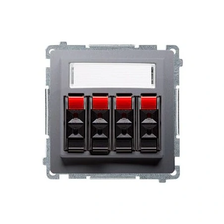 Gniazda-glosnikowe - gniazdo głośnikowe 4-krotne z polem opisowym inox bmgl34.01/21 simon basic kontakt-simon 