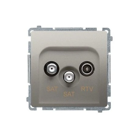 Gniazda-antenowe - satynowe gniazdo antenowe sat-sat-rtv satelitarne podwójne bmzar+sat3.1-p2.01/29 simon basic kontakt-simon 