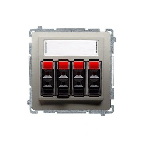 Gniazda-glosnikowe - satynowy gniazdo głośnikowe 4-krotne z polem opisowym bmgl34.01/29 simon basic kontakt-simon 