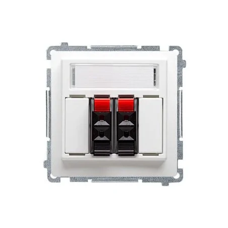 Gniazda-glosnikowe - białe gniazdo głośnikowe 2-krotne z polem opisowym bmgl3.01/11 simon basic kontakt-simon 