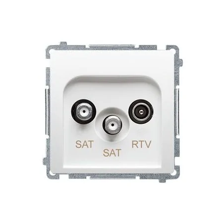 Gniazda-antenowe - białe gniazdo antenowe sat-sat-rtv satelitarne podwójne bmzar+sat3.1-p2.01/11 simon basic kontakt-simon 