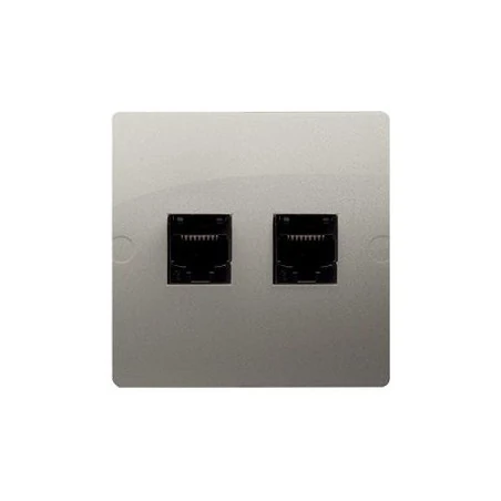 Gniazda-komputerowe - satynowe gniazdo komputerowe podwójne rj45 kategoria 5e bmf52.02/29 simon basic kontakt-simon 