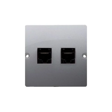 Gniazda-telefoniczne - gniazdo telefoniczne podwójne rj11 inox bmtf2.02/21 simon basic kontakt-simon 