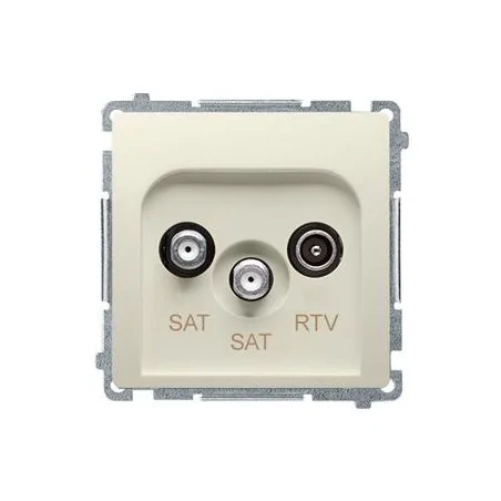 Gniazda-antenowe - beżowe gniazdo antenowe sat-sat-rtv satelitarne podwójne bmzar+sat3.1-p2.01/12 simon basic kontakt-simon 