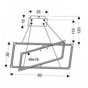 Lampy-sufitowe - srebrno- szara lampa wisząca kwadrat kseros led 60x30 35w 4000k apeti a0033-320 candellux 