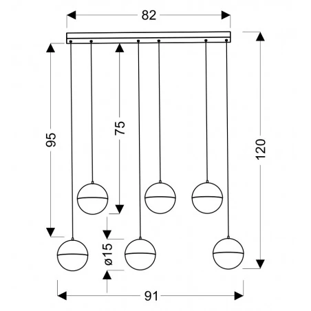 Lampy-sufitowe - lampa wisząca szara led furni 6x5w 4000k apeti a0031-360 candellux 