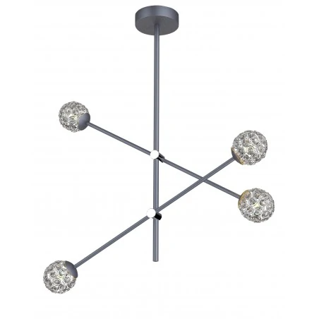Lampy-sufitowe - wisząca lampa sufitowa z kryształkami szara 4xmax 5w g9 apeti a0032-340 candellux 