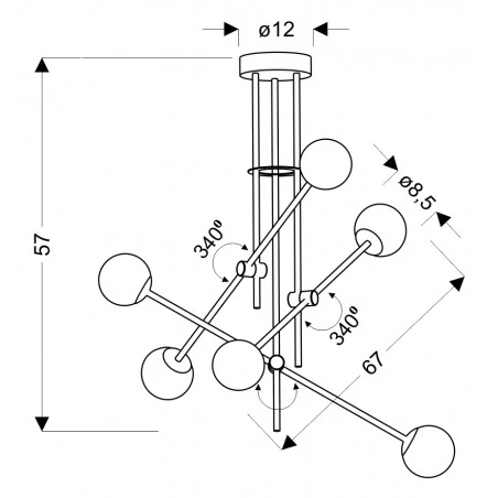 Lampy-sufitowe - ekskluzywna lampa wisząca ze złotymi kryształkami paksos 6xmax 5w g9 apeti a0032-360 candelluxza 