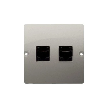 Gniazda-telefoniczne - satynowe gniazdo telefoniczne podwójne rj11 bmtf2.02/29 simon basic kontakt-simon 