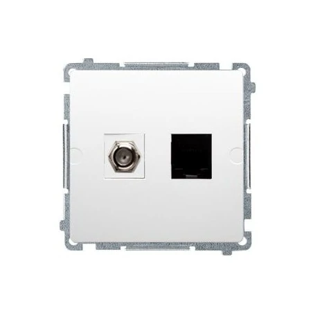 Gniazda-antenowe - białe gniazdo antenowe typu „f” + komputerowe rj45 kat.6 bmafrj45.01/11 simon basic kontakt-simon 