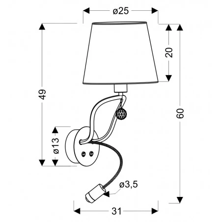 Kinkiety-do-salonu - czarno złoty kinkiet saria 1x6w e14 led+8w led apetia 0029-220 candellux 
