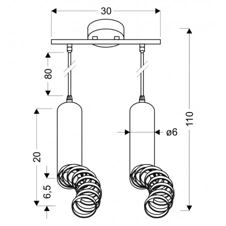 Lampy-sufitowe - czarna lampa wisząca sufitowa dwie tuby na żarówkę gu10 2x50w 32-78650 candellux 