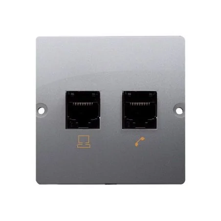 Gniazda-komputerowe - gniazdo komputerowe rj45 kategoria 5e + telefoniczne rj11 inox bmf5t.02/21 simon basic kontakt-simon 