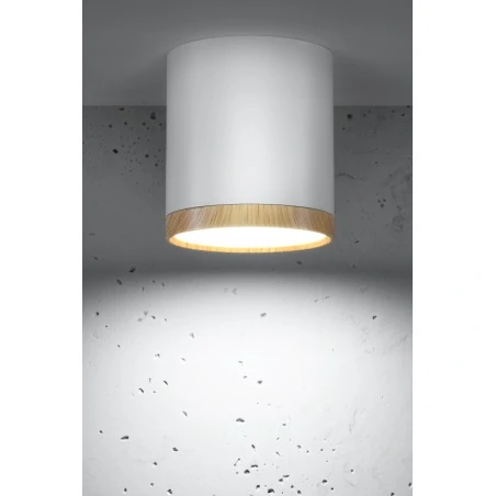 Oprawy-sufitowe - sufitowa oprawa tuba biała z drewnianym paskiem neutralne światło 4000k 5w 2273624 candellux 