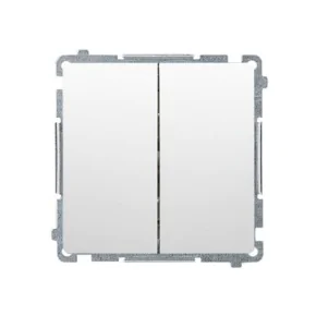 Biały włącznik schodowy podwójny z podświetleniem LED kolor niebieski BMW6/2L.01/11 Simon Basic Kontakt-Simon