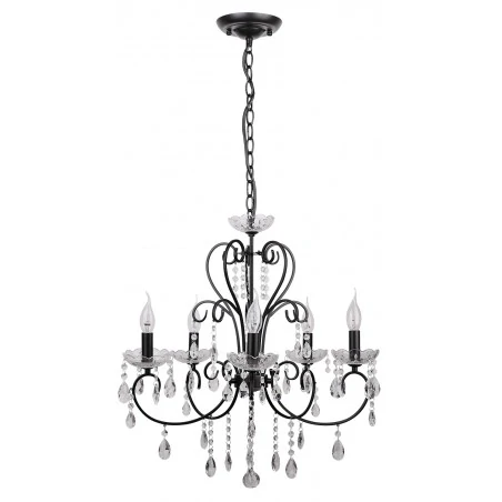 Lampy-sufitowe - czarny żyrandol z kryształkami 5x40w e14 aurora 35-73730 candellux 