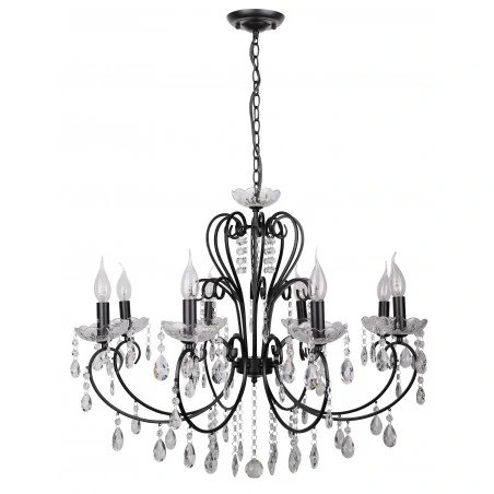 Lampy-sufitowe - czarna lampa sufitowa z kryształkami 8*40w e14 aurora 38-73747 candellux 