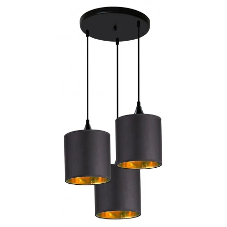 Lampy-sufitowe - lampa wisząca - talerz czarna + złoto wewnątrz kloszy 3x40w e14 long 33-73969 candellux 