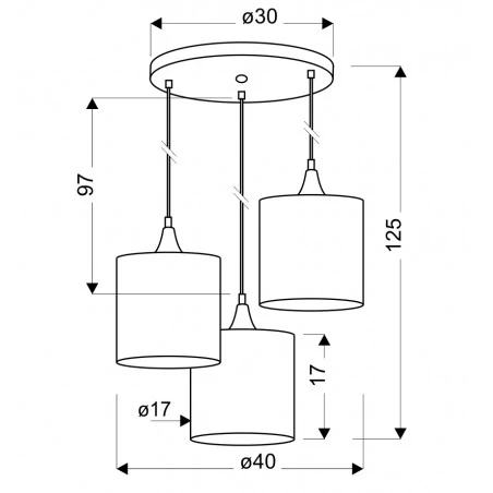 Lampy-sufitowe - lampa wisząca - talerz czarna + złoto wewnątrz kloszy 3x40w e14 long 33-73969 candellux 