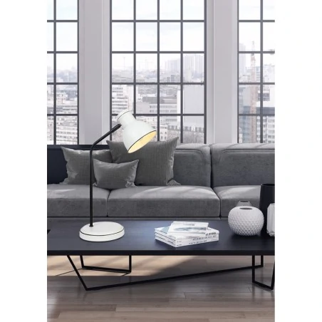 Lampki-biurkowe - lampka biurkowa gabinetowa zumba prosta biały+czarny e14 40w 41-72078 candellux 