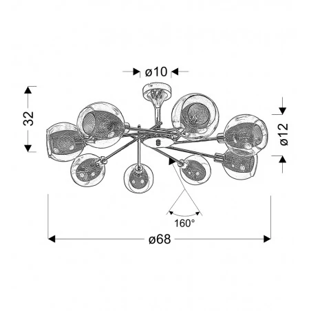 Lampy-sufitowe - lampa wisząca chrom 8 punktów świetlnych 8x40w e14 ozzo 38-72283 candellux 