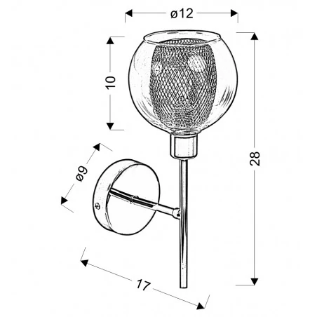 Kinkiety-do-salonu - kinkiet chrom z bezbarwnym kloszem 1x40w e14 ozzo 21-72184 candellux 