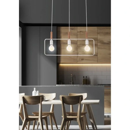 Lampy-sufitowe - biała lampa wisząca sufitowa w kolorze białym potrójna 3x60w e27 frame 33-73532 candellux 