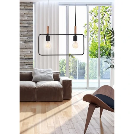 Lampy-sufitowe - lampa wisząca podwójna czarna 2x60w e27 frame 32-73518 candellux 