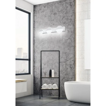 Kinkiety-lazienkowe - trzypunktowa lampa ścienna biała 3x3w led 4000k sing 23-72818 candellux 