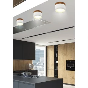 OPRAWA SUFITOWA TUBA 9W LED 4000K BIAŁY+DREWNIANY ŚR. 8,8 CM