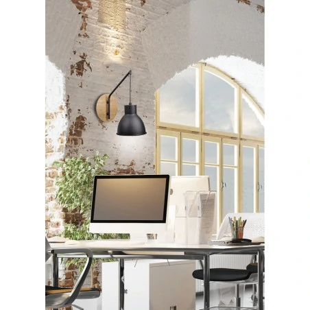 Kinkiety-do-salonu - kinkiet czarny z drewnianą wstawką loft vario 21-73495 candellux 